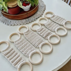 Crochet Towel Holder Hanging Kitchen Towel Holder with Rings Dish Towel Hanger Housewarming Gift image 6