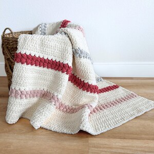Crochet Blanket Pattern - DIY Chunky Throw or Baby Blanket PDF with Braided Puff Stitch image 3