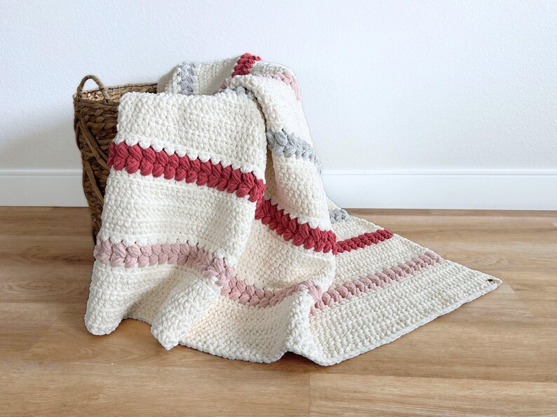 Crochet Blanket Pattern - DIY Chunky Throw or Baby Blanket PDF with Braided Puff Stitch image 3