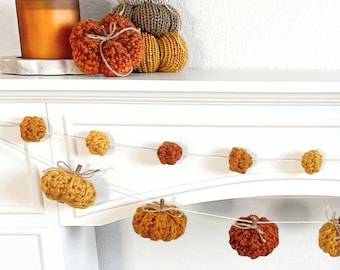 Crochet Pumpkin Garland Pattern - Fall Garland, Halloween Mantel Decor, Thanksgiving Decorations, Autumn Home Decor PDF
