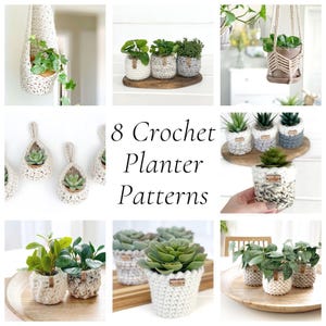 Crochet Pattern Bundle - Set of 8 Crochet Planters, DIY Home Decor For The Plant Lover