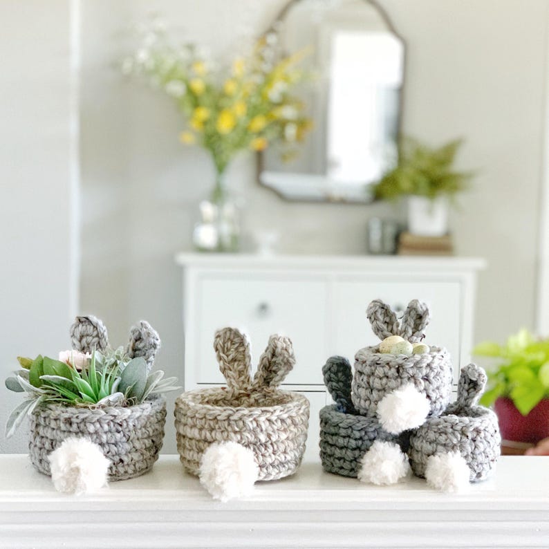 PDF Crochet Pattern | Small Crochet Bunny Basket Pattern | Unique Easter Basket Pattern | Crochet Easter Bunny Basket | Fast Easter Decor image 5
