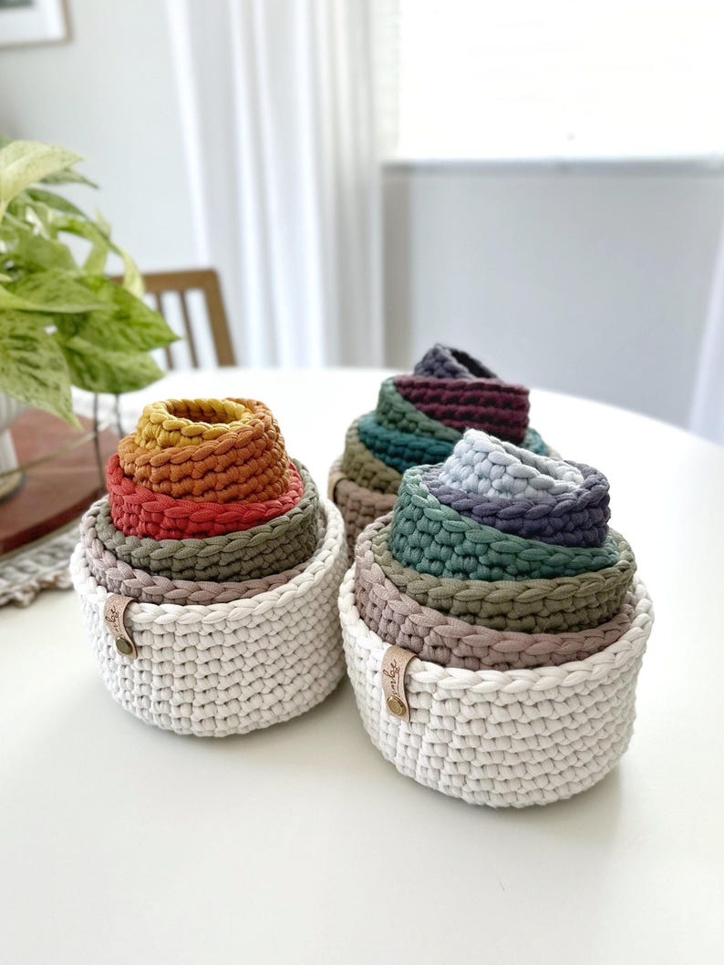 PDF Crochet Pattern | DIY Crochet Pattern | Crochet Nesting Bowl Pattern | Storage Bowl Pattern | Stacking Bowl Pattern | Rainbow Bowls image 7