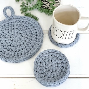DIY Crochet Pattern | Crochet Trivet Pattern | Crochet Coaster Pattern | Crochet Hot Pad Pattern | Crochet T-shirt Yarn Pattern