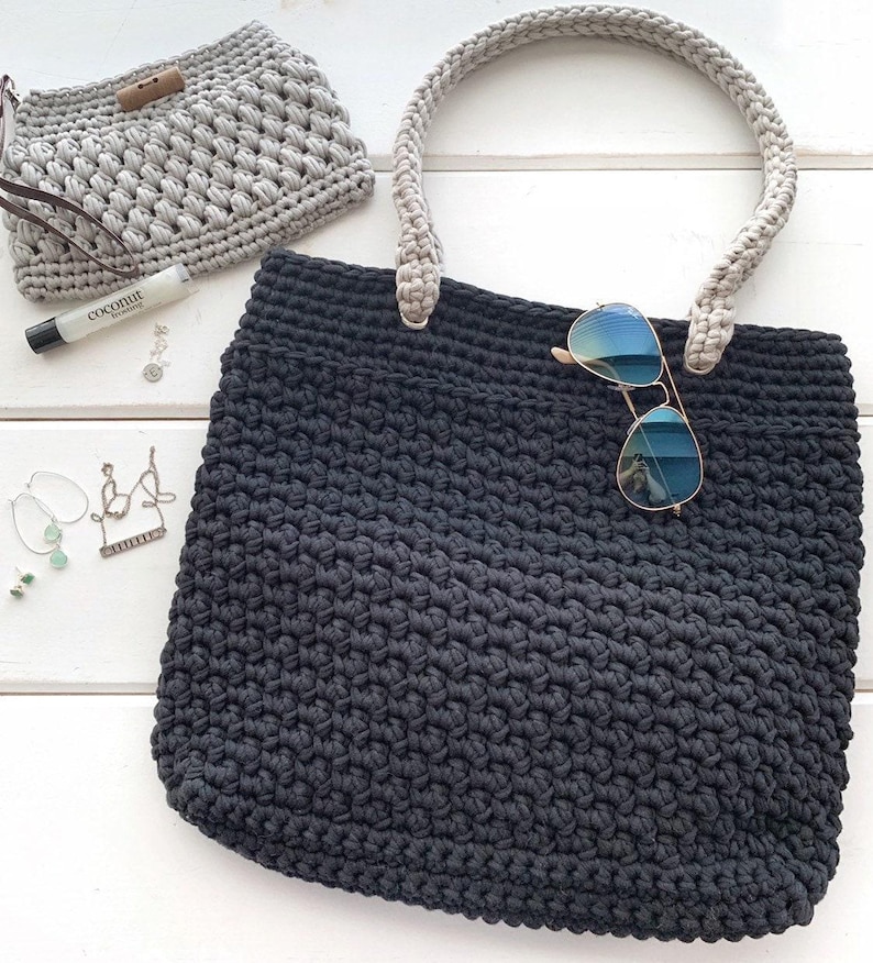 DIY Häkelanleitung | Tragetasche häkeln Muster | Crochet Markt Tote Muster | Häkeltasche Muster | Gehäkelte Strandtasche | Gehäkelte Einkaufstasche Bild 2