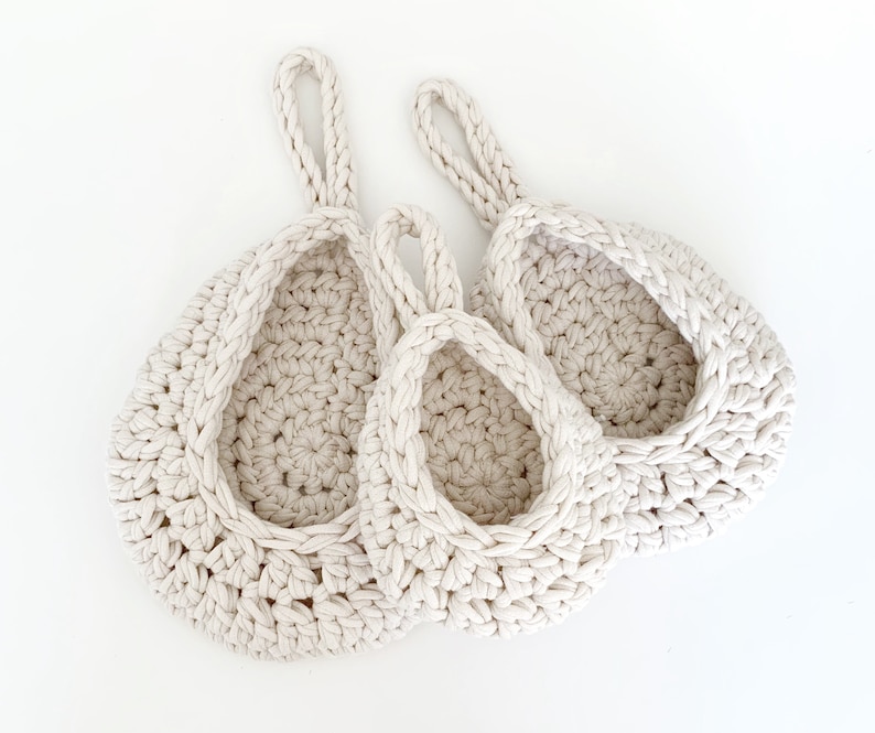 Small Indoor Plant Hanger for Succulents or Air Plant Boho Style Crochet Hanging Basket Available in Three Sizes or a Set of Three image 7