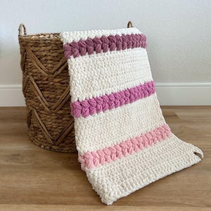 Crochet Blanket Pattern - DIY Chunky Throw or Baby Blanket PDF with Braided Puff Stitch image 6