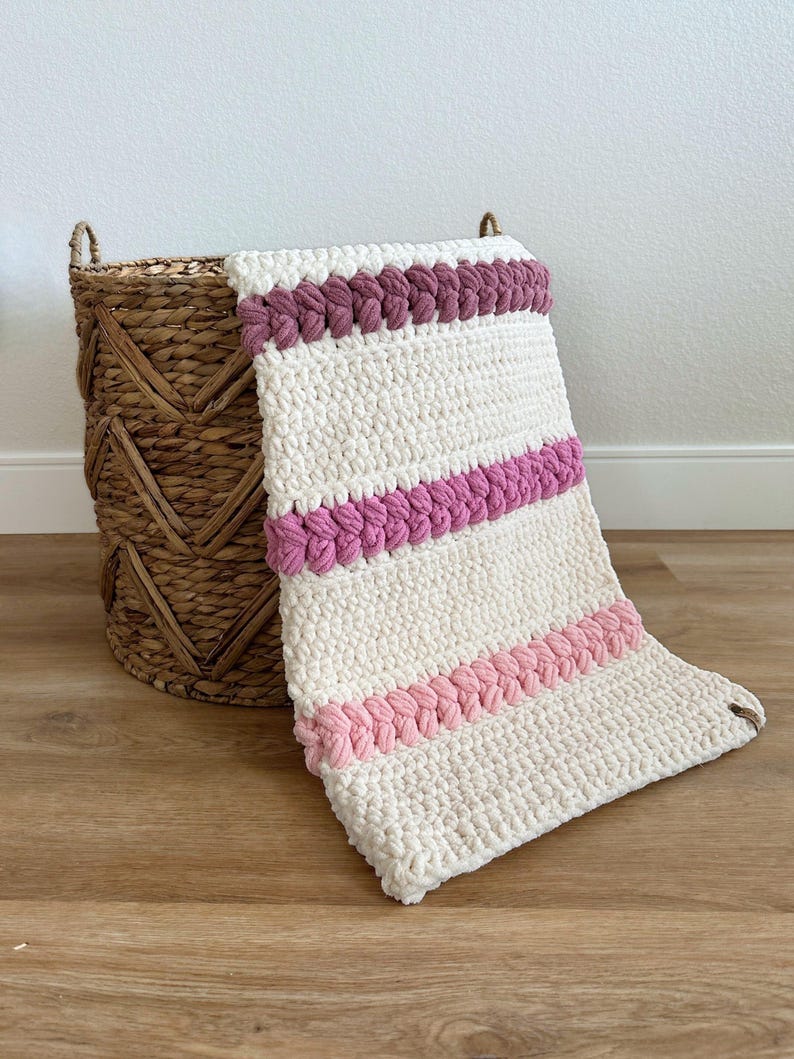 Crochet Blanket Pattern - DIY Chunky Throw or Baby Blanket PDF with Braided Puff Stitch image 6