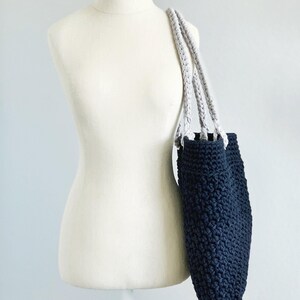 DIY Häkelanleitung | Tragetasche häkeln Muster | Crochet Markt Tote Muster | Häkeltasche Muster | Gehäkelte Strandtasche | Gehäkelte Einkaufstasche Bild 5