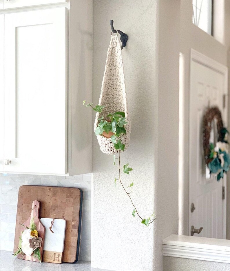 DIY Crochet Pattern | Crochet Plant Hanger | Boho Hanging Planter Pod | Modern Macrame Inspired Plant Holder image 7