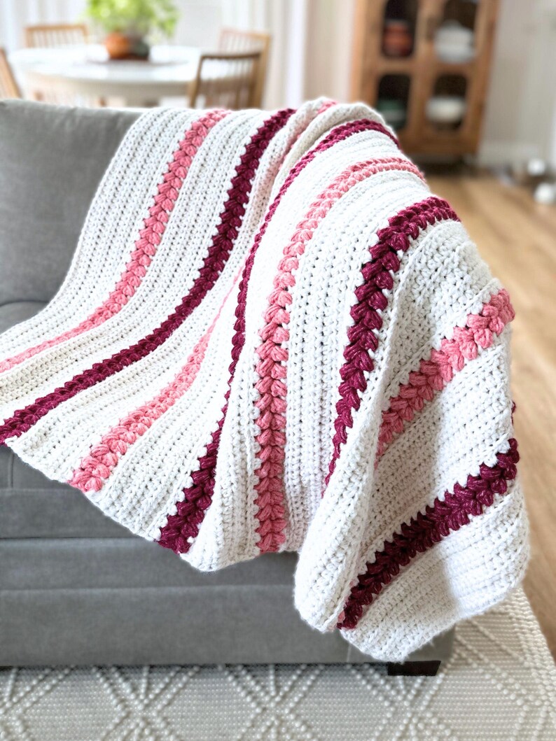 Crochet Blanket Pattern - DIY Chunky Throw or Baby Blanket PDF with Braided Puff Stitch image 11