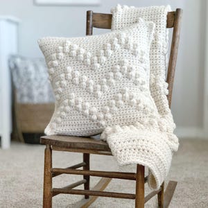 Crochet Blanket & Pillow Pattern Bundle – Chevron Bobble Throw + Cushion, Chunky Modern Home Decor, Bulky Yarn PDF