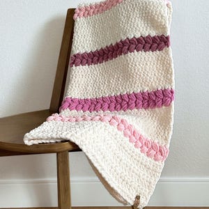 Crochet Blanket Pattern - DIY Chunky Throw or Baby Blanket PDF with Braided Puff Stitch image 8