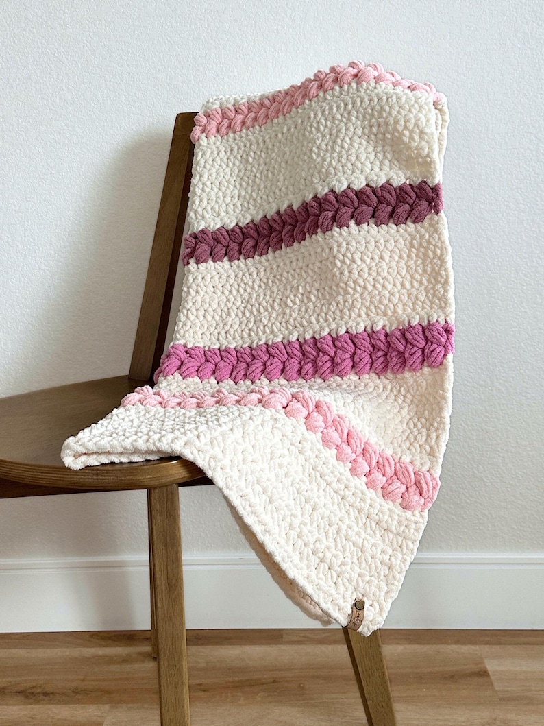 Crochet Blanket Pattern - DIY Chunky Throw or Baby Blanket PDF with Braided Puff Stitch image 8