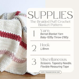 Crochet Blanket Pattern - DIY Chunky Throw or Baby Blanket PDF with Braided Puff Stitch image 12