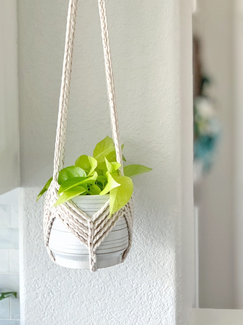 Crochet Plant Hanger Pattern DIY Crochet Pattern Crochet Hanging Plant Hanger Boho Plant Hanger Modern Macrame Inspired Plant Hanger image 5