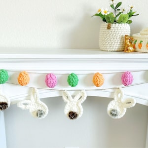 Modèle de crochet bricolage | Motif de guirlande de lapin au crochet | Décoration de Pâques au crochet | ufs de Pâques Amigurumi