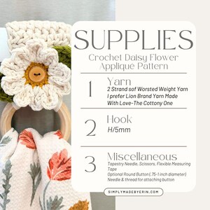 Crochet Daisy Flower Appliqué Pattern for Towel Holders - DIY Bag Charm, Spring Garland, Floral Crochet Pattern image 10
