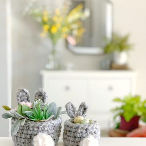 PDF Crochet Pattern | Small Crochet Bunny Basket Pattern | Unique Easter Basket Pattern | Crochet Easter Bunny Basket | Fast Easter Decor image 6