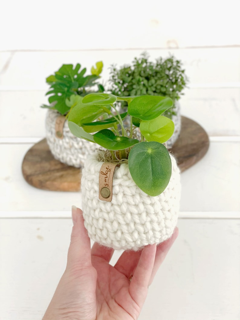 Crochet Plant Cozy Pattern Small Crochet Planter Pattern DIY Plant Pot Cover DIY Crochet Basket Pattern Crochet Plant Pot Cover image 3