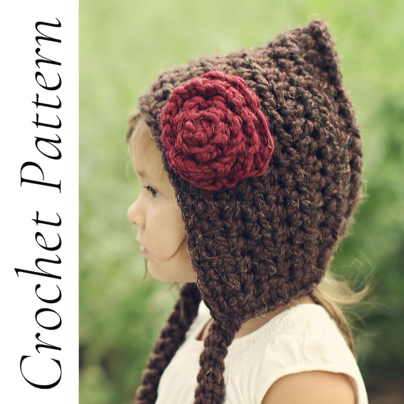 Crochet Hat Pattern - Pixie Hat Pattern 004, Winter Hood, Elf or Gnome Style Cap image 6