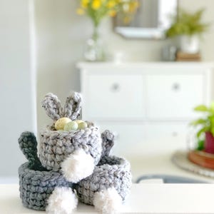 PDF Crochet Pattern | Small Crochet Bunny Basket Pattern | Unique Easter Basket Pattern | Crochet Easter Bunny Basket | Fast Easter Decor image 7
