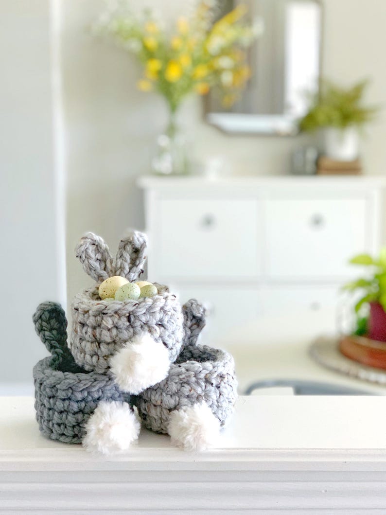 PDF Crochet Pattern | Small Crochet Bunny Basket Pattern | Unique Easter Basket Pattern | Crochet Easter Bunny Basket | Fast Easter Decor image 7