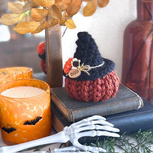 Halloween Crochet Pattern Bundle of 2 - Witch Hat Garland + Adjustable Pumpkin for Fall, Bonus Pumpkin with Witch Hat Idea Included