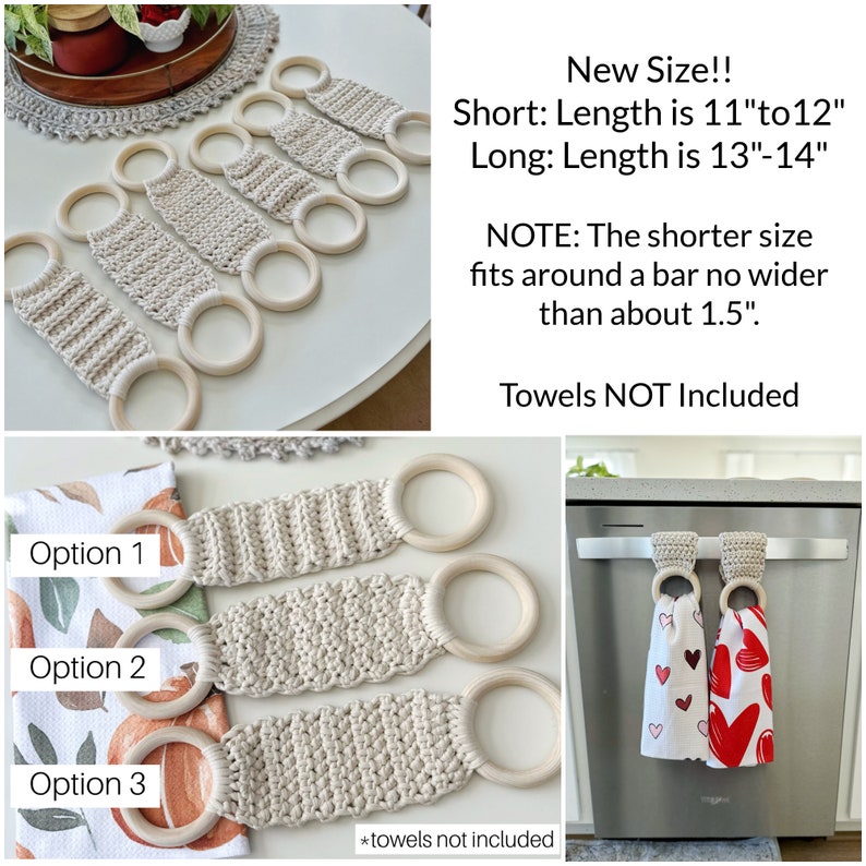 Crochet Towel Holder Hanging Kitchen Towel Holder with Rings Dish Towel Hanger Housewarming Gift image 7