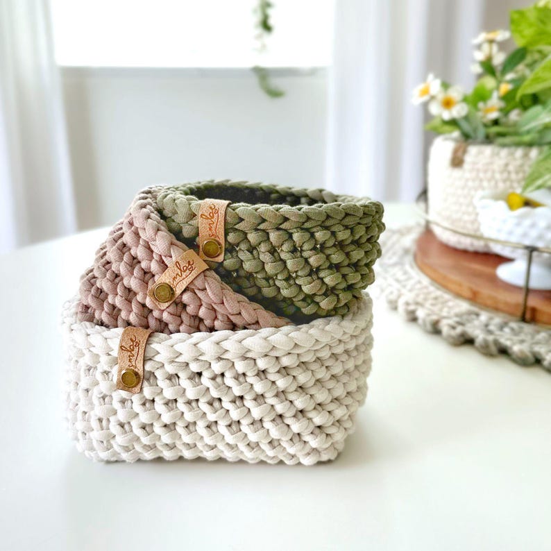The Boxy Basket Pattern 084 | DIY Crochet Basket Pattern | Square Basket Pattern | Nesting Basket Pattern | Crochet Home Decor Pattern image 1