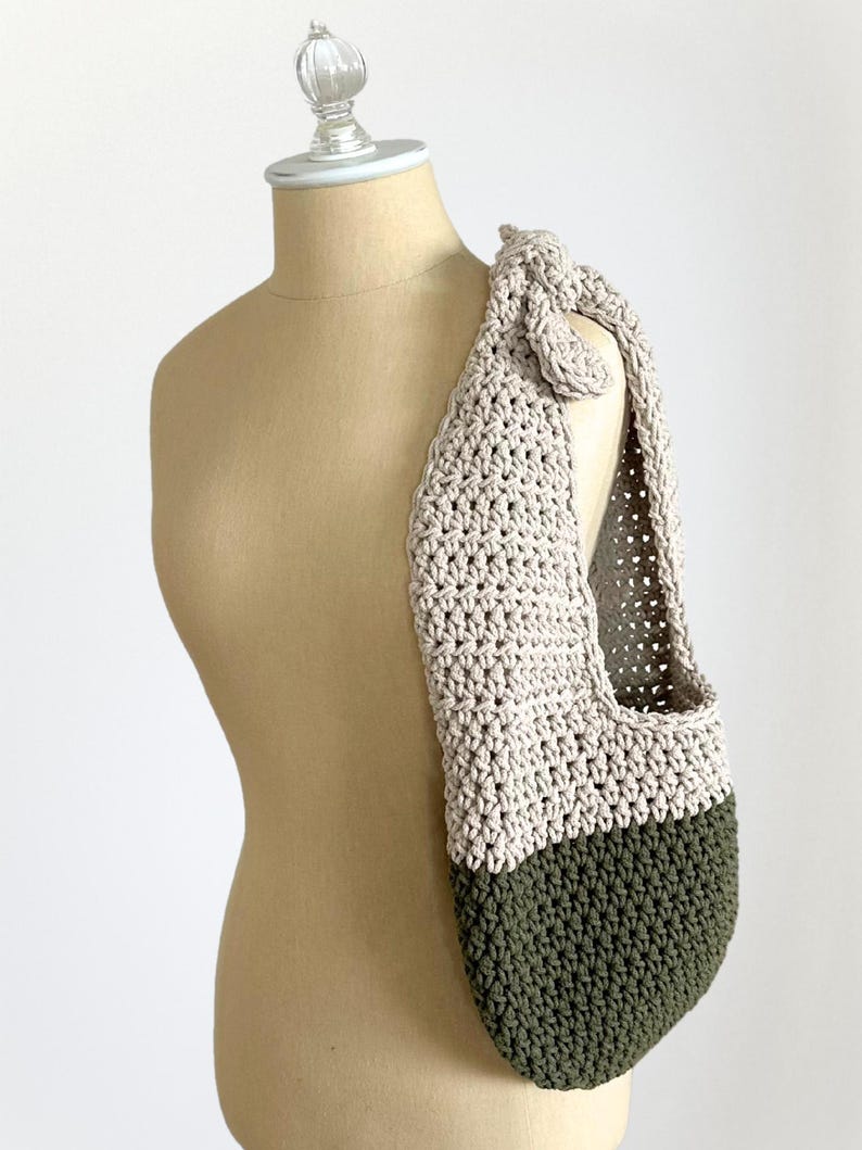 Häkelanleitung für Schultertasche - Top Knot Tragetasche, Boho Farbblock Geldbörse, einfache Sommer Tragetasche PDF häkeln Bild 8