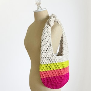 Häkelanleitung für Schultertasche - Top Knot Tragetasche, Boho Farbblock Geldbörse, einfache Sommer Tragetasche PDF häkeln Bild 6