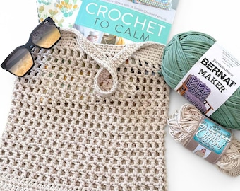 Crochet Market Bag Pattern | Reusable Mesh Tote Bag  |  Eco Friendly Grocery Bag For Farmers Market