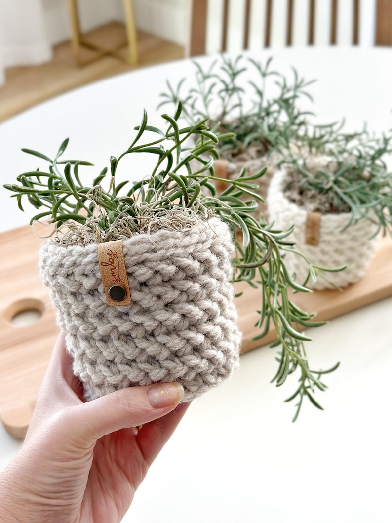 Crochet Plant Cozy Pattern | The Herringbone Planter Pattern | Digital Crochet Pattern | DIY Craft | Crochet Home Decor Pattern image 7