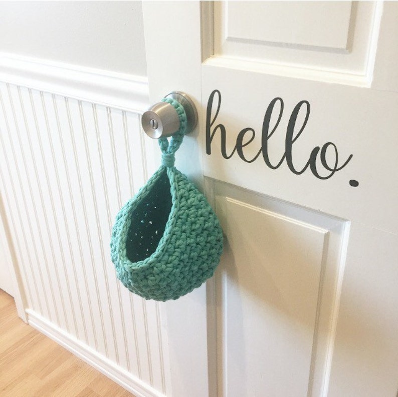 Hanging Storage Basket Door Knob Basket Door Decor Front Door Hanger Craft Room StorageEaster Basket Dorm Decor image 2