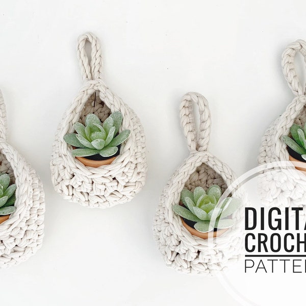 DIY Crochet Pattern | Hanging Basket Pattern | Succulent Planter Pattern | Air Plant Holder Pattern | Crochet Basket Pattern | Crochet Pod