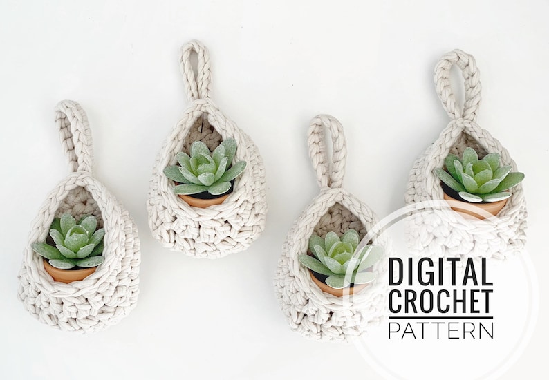 DIY Crochet Pattern Hanging Basket Pattern Succulent Planter Pattern Air Plant Holder Pattern Crochet Basket Pattern Crochet Pod image 1