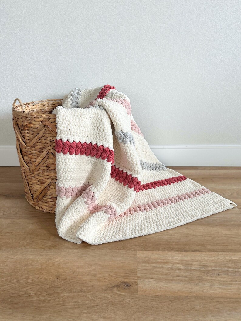 Crochet Blanket Pattern - DIY Chunky Throw or Baby Blanket PDF with Braided Puff Stitch image 5