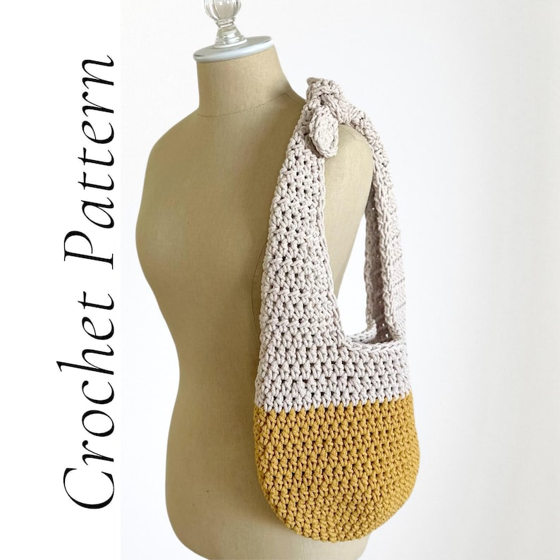Häkelanleitung für Schultertasche - Top Knot Tragetasche, Boho Farbblock Geldbörse, einfache Sommer Tragetasche PDF häkeln Bild 5