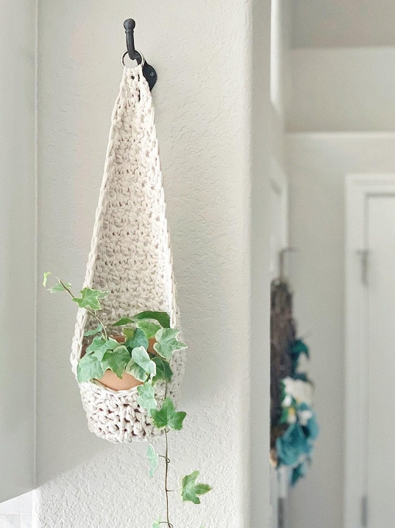 DIY Crochet Pattern | Crochet Plant Hanger | Boho Hanging Planter Pod | Modern Macrame Inspired Plant Holder image 6