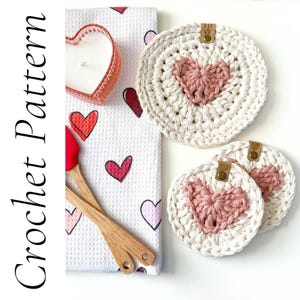 Patrón de ganchillo para hacer tú mismo / Patrón de posavasos y salvamanteles con forma de corazón a ganchillo / Patrón de ganchillo para la cocina / Patrón para el Día de San Valentín imagen 3