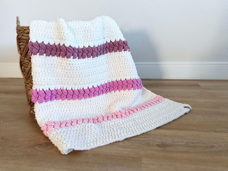 Crochet Blanket Pattern - DIY Chunky Throw or Baby Blanket PDF with Braided Puff Stitch image 7