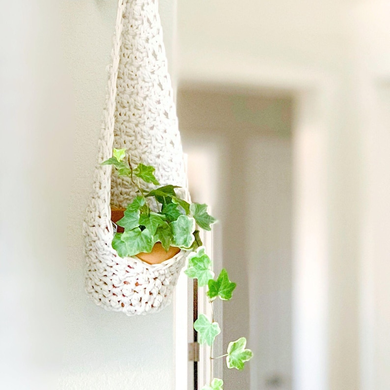 DIY Crochet Pattern | Crochet Plant Hanger | Boho Hanging Planter Pod | Modern Macrame Inspired Plant Holder image 1