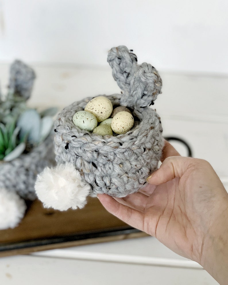 PDF Crochet Pattern Crochet Bunny Basket Pattern Easter Basket Pattern Crochet Easter Bunny Basket Small Basket Easter Decor image 7