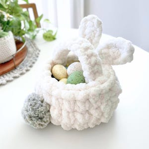 Patrón de crochet en PDF / Patrón de cesta gigante de conejito de Pascua a crochet / Decoración y centros de mesa de Pascua DIY
