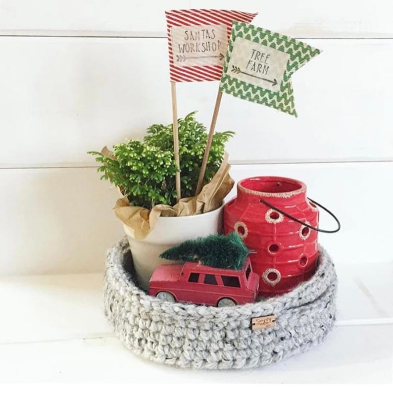 Dorm Decor Best Friend Gift Basket Crochet Basket Storage Bin Storage Basket with Handles Entryway Organizer Jewelry Dish image 7