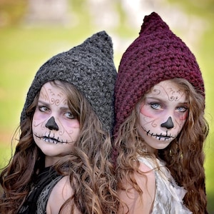 Mönster för virkat Halloweenhatt | DIY-idé för Halloweenkostym | Piggehuva | Häx- eller älvhatt