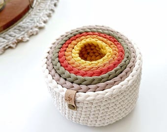 PDF Crochet Pattern | DIY Crochet Pattern | Crochet Nesting Bowl Pattern | Storage Bowl Pattern | Stacking Bowl Pattern | Rainbow Bowls