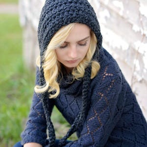 Crochet Hat Pattern - Pixie Hat Pattern 004, Winter Hood, Elf or Gnome Style Cap image 7