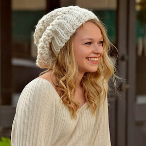 Crochet Hat Pattern | Slouchy Beanie Pattern | Chunky Winter Hat | Women's Crochet Beanie PDF